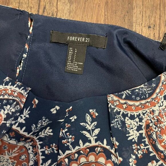 Forever 21 Blue 3/4 Sleeves Dress - Picture 2 of 9